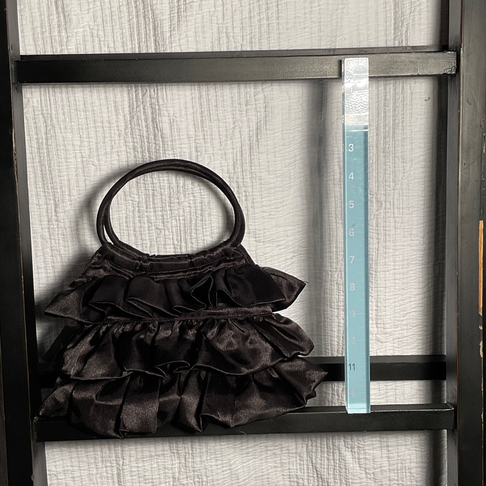 Elegant Black Ruffled Handbag